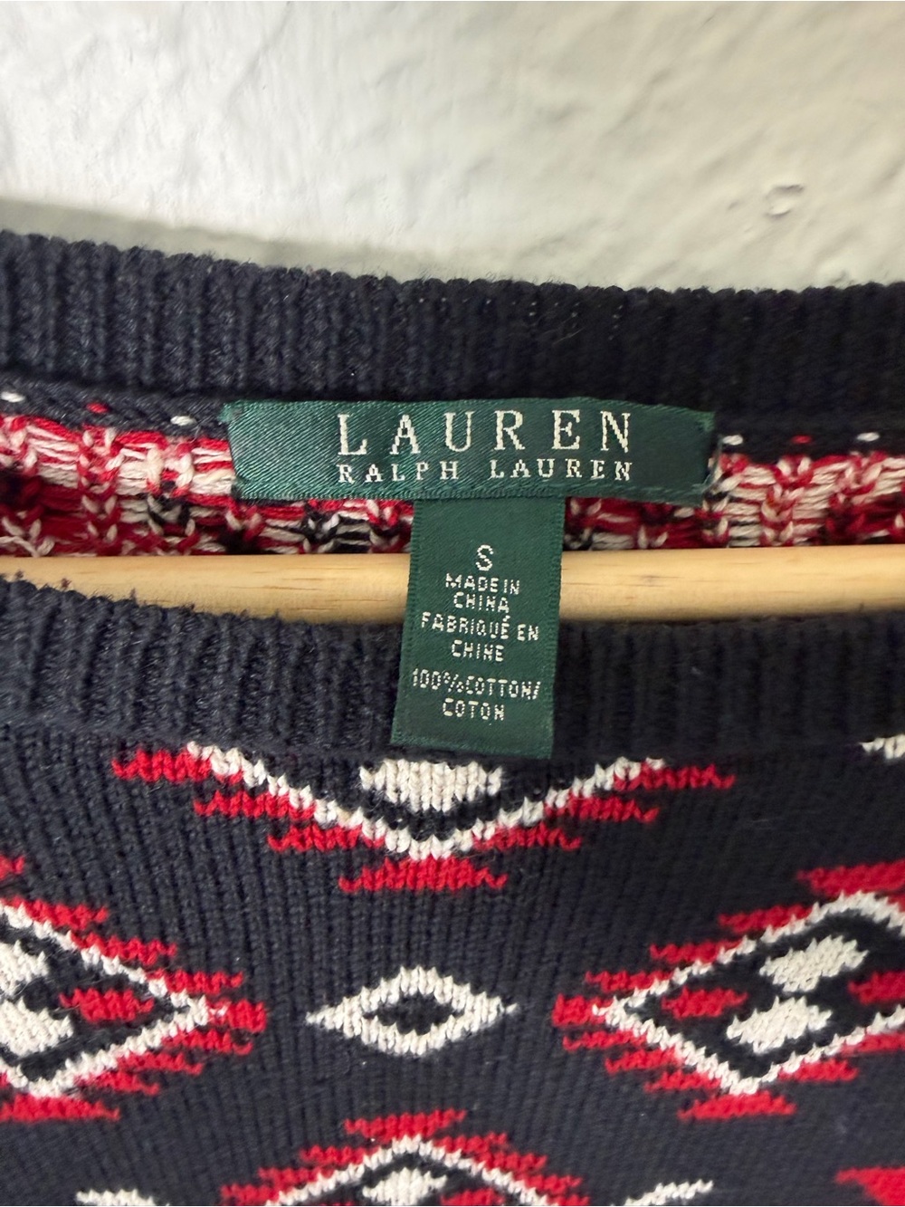Lauren Ralph Lauren Womens Small Southwestern Cotton Sweater Tunic Aztec Knit - Picture 3 of 5